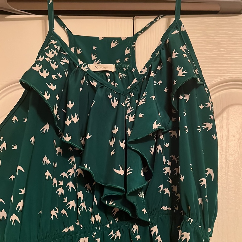 Green and white dove dress